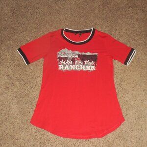 Cruel Girl Red Dibs on the Rancher Tee T-Shirt S M